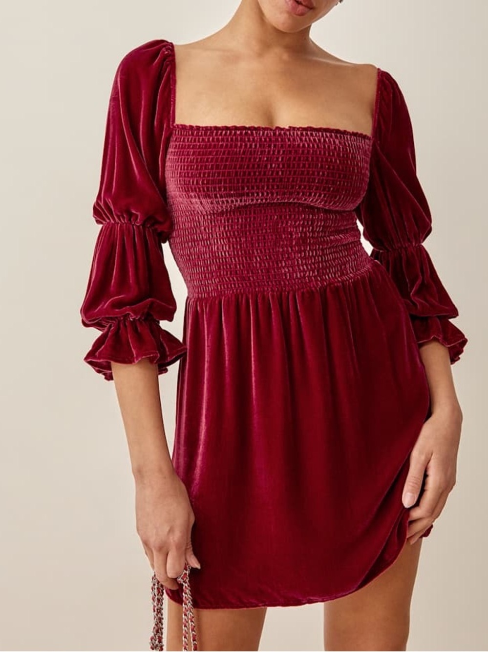 NWT Reformation Women’s Albi Mini Velvet Dress